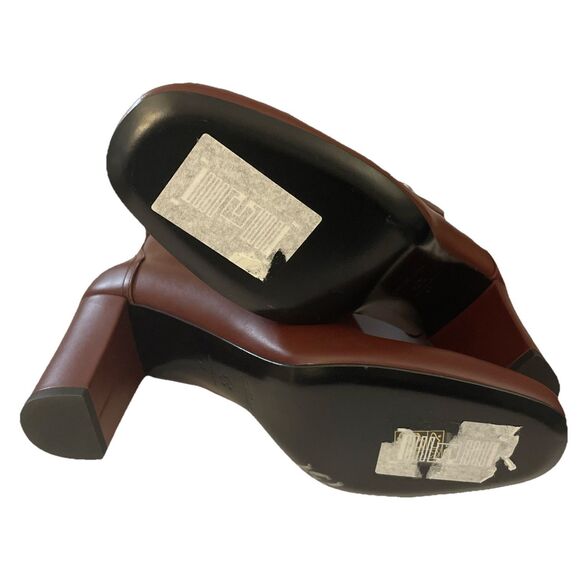 New Longchamp Burgundy/Brown Leather Ankle Boot Bootie with Heel Size41 US 10 - Picture 6 of 6